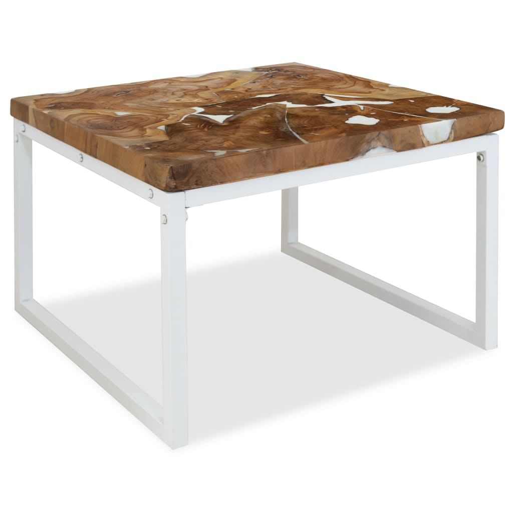 vidaXL Tavolino da Salotto in Legno di Teak e Resina 60x60x40 cm