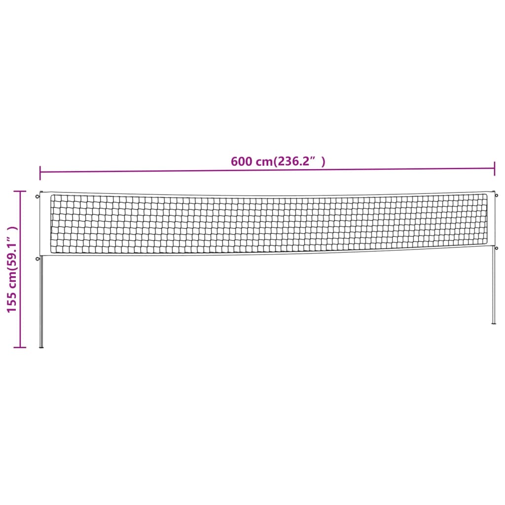 vidaXL Rete da Badminton Gialla e Nera 600x155 cm Tessuto PE