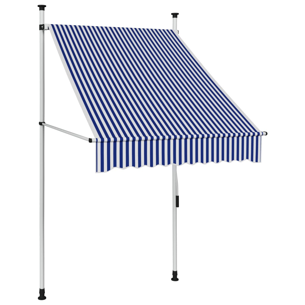 vidaXL Tenda da Sole Retrattile Manuale 100 cm a Strisce Blu e Bianche