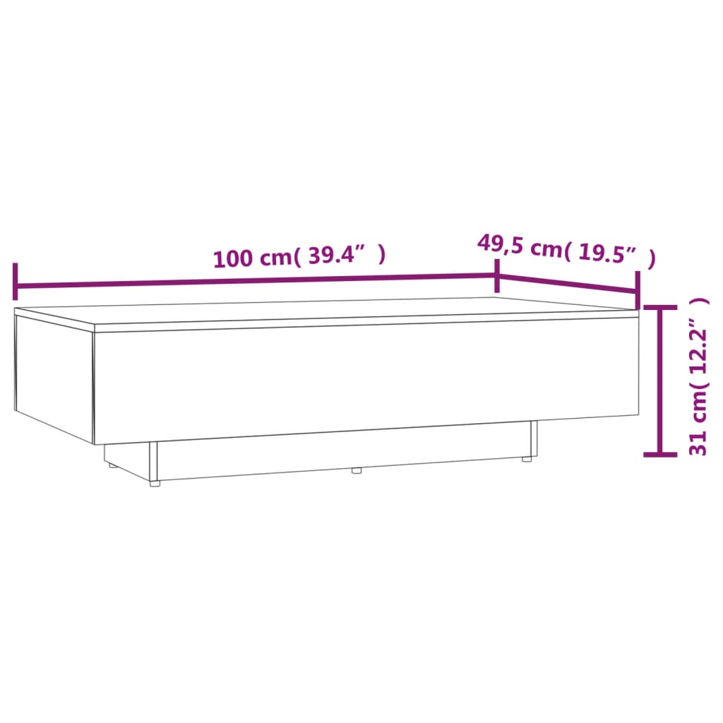 vidaXL Tavolino da Salotto Grigio 100x49,5x31 cm in Legno Multistrato