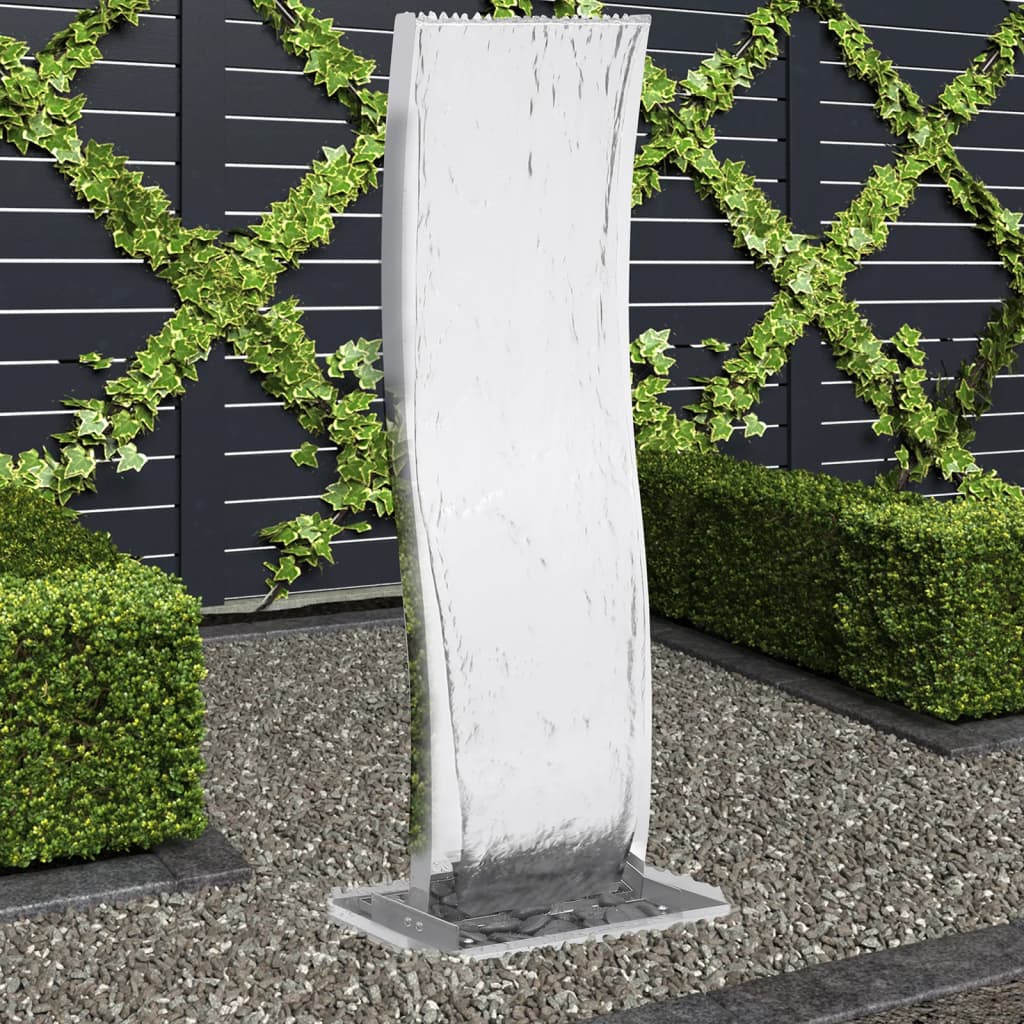 vidaXL Fontana da Giardino con Pompa 108 cm in Acciaio Inox Curvo