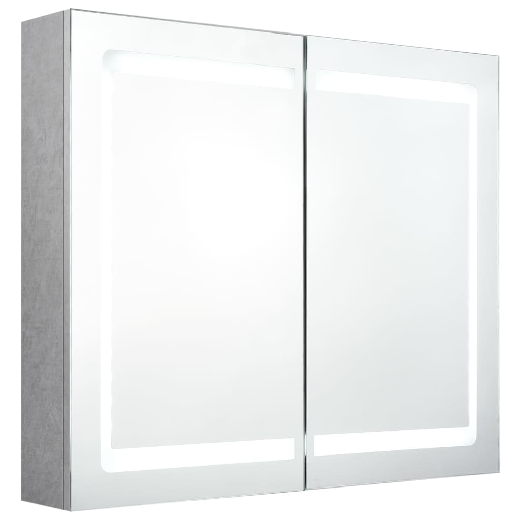 vidaXL Armadietto Bagno con Specchio e LED Grigio Cemento 80x12x68 cm