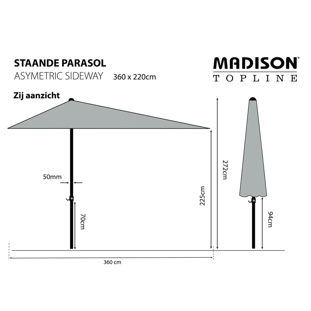 Madison Ombrellone Asymmetric Sideway 360x220 cm Ecru PC15P016