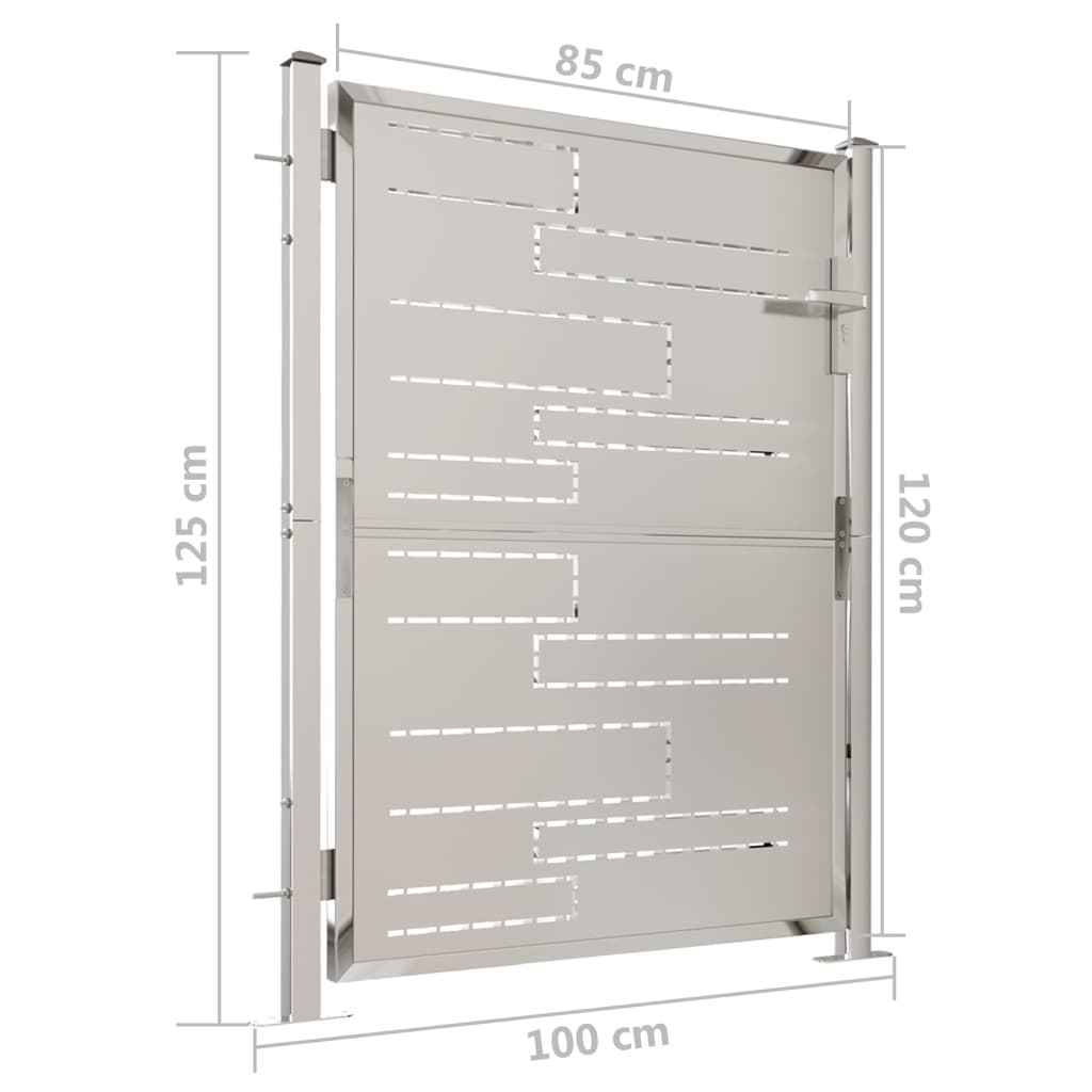 vidaXL Cancello da Giardino 100x125 cm in Acciaio Inossidabile