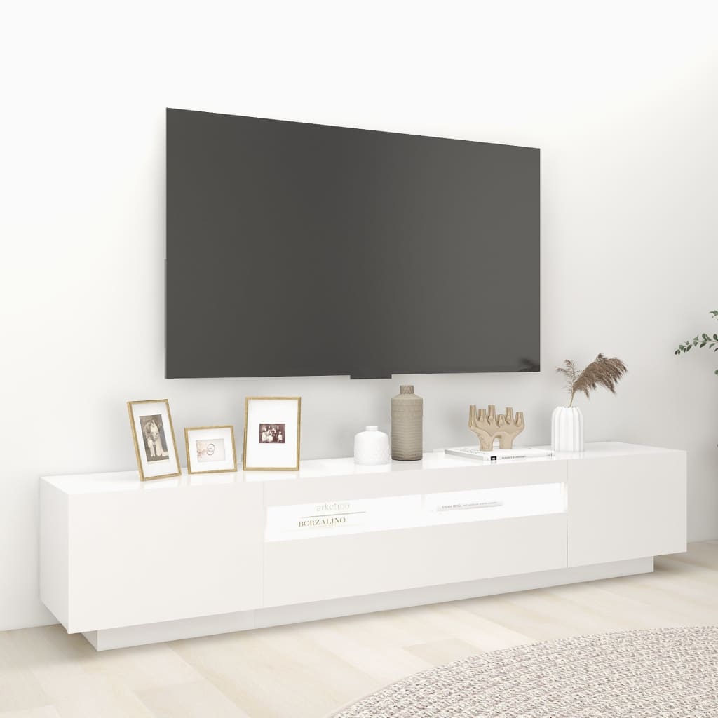 vidaXL Mobile Porta TV con Luci LED Bianco 200x35x40 cm