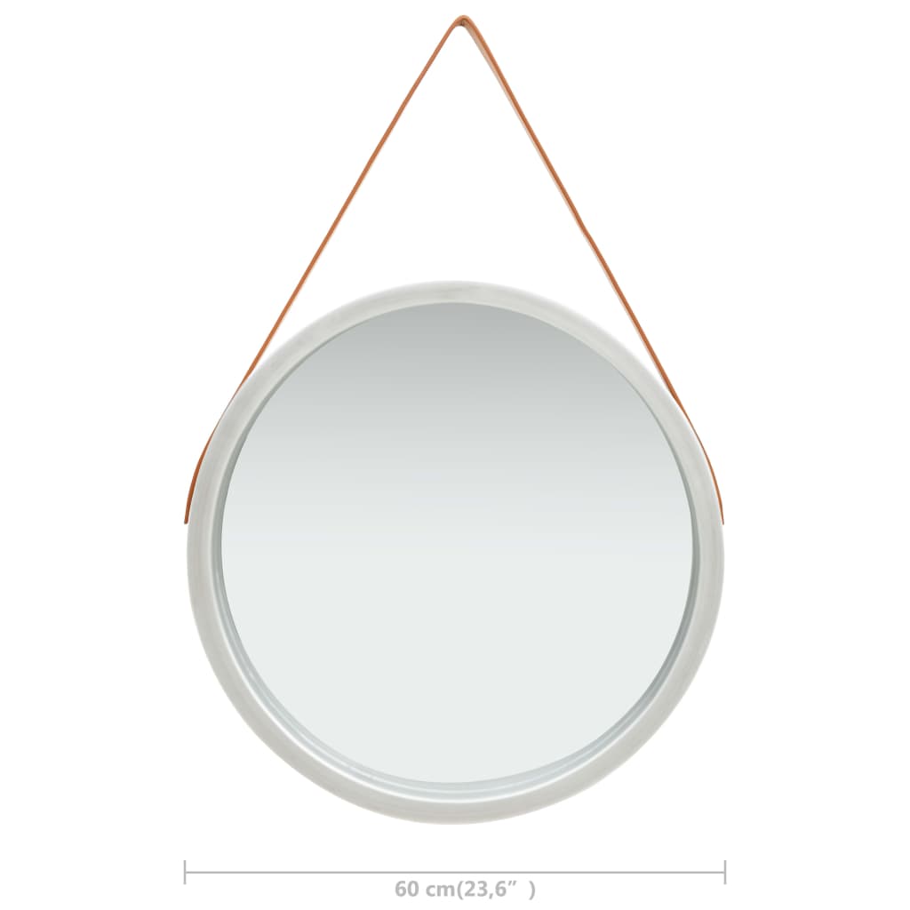 vidaXL Specchio da Parete con Cinghia 60 cm Argento