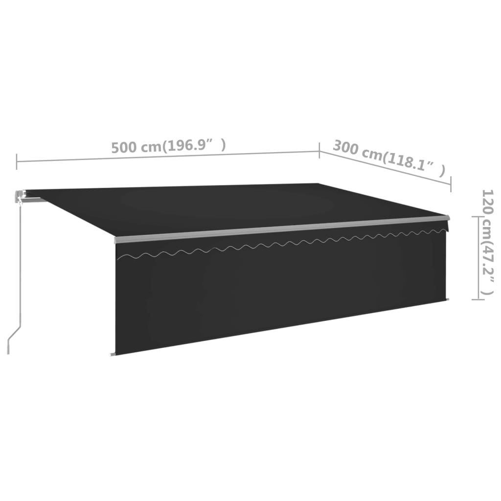 vidaXL Tenda Sole Retrattile Manuale Parasole LED 5x3m Antracite