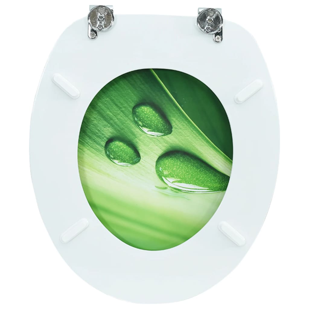 vidaXL Tavoletta WC con Coperchio MDF Verde Design Goccia d'Acqua