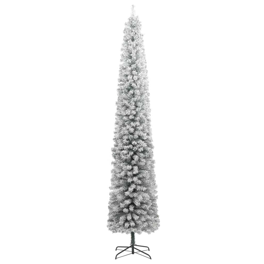 vidaXL Albero di Natale Sottile con 300 LED e Neve Floccata 270 cm