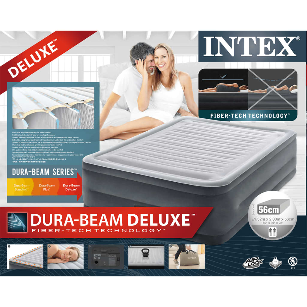 Intex Letto ad Aria Dura-Beam Deluxe Comfort Plush Queen 56 cm