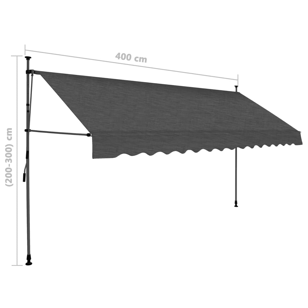 vidaXL Tenda da Sole Retrattile Manuale con LED 400 cm Antracite