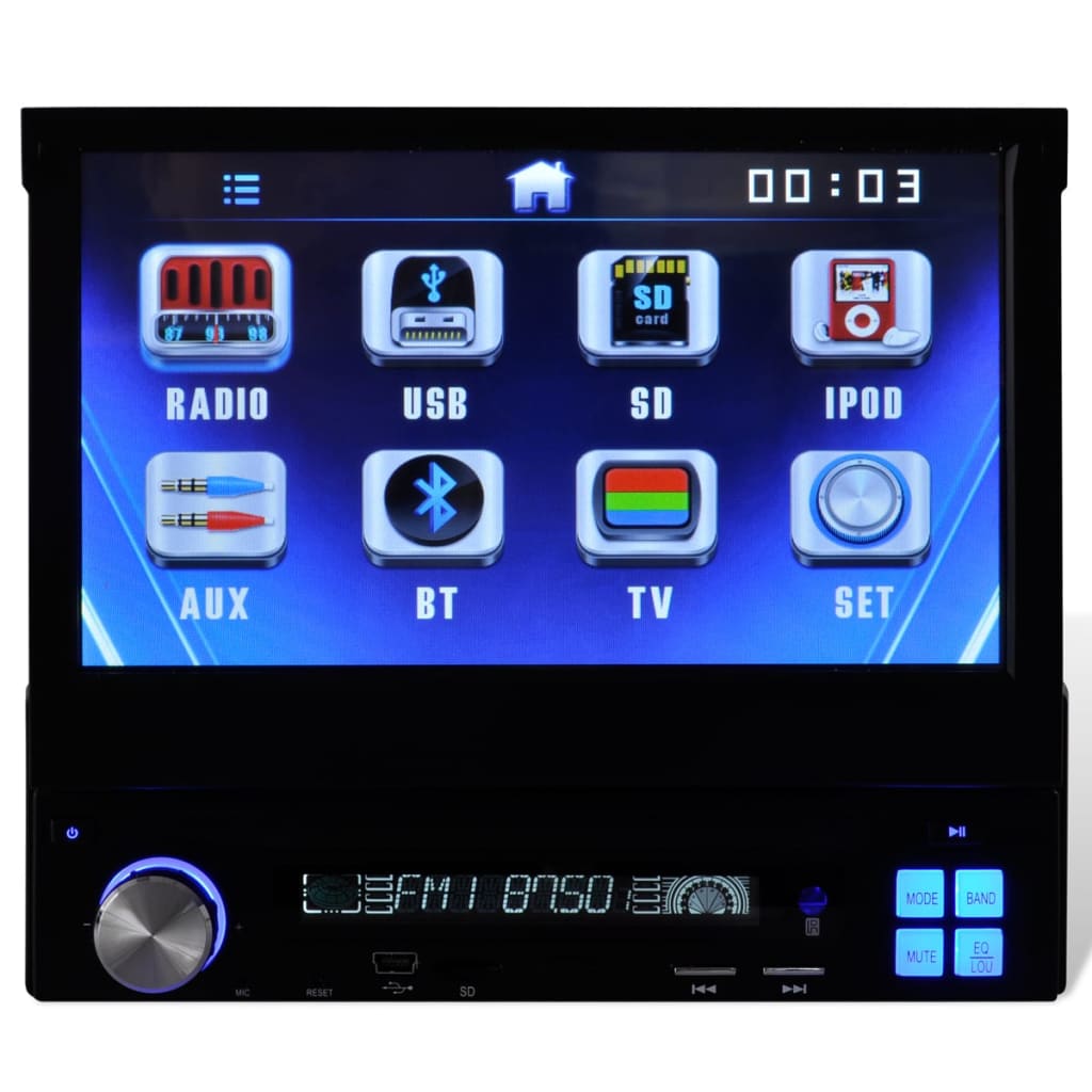 Autoradio 1 DIN Lettore multimediale con schermo da 7" pieghevole