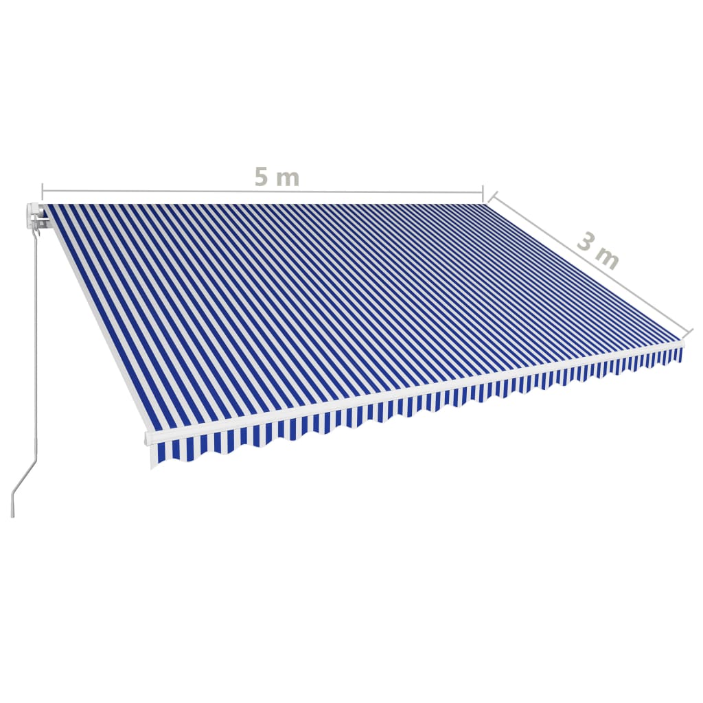 vidaXL Tenda da Sole Retrattile Manuale 500x300 cm Blu e Bianca