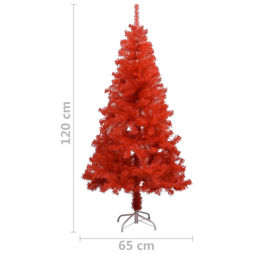 vidaXL Set Albero Natale Artificiale con LED e Palline Rosso 120cm PVC