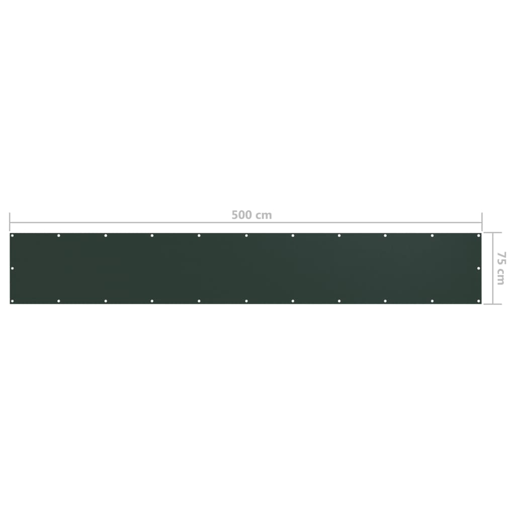 vidaXL Paravento da Balcone Verde Scuro 75x500 cm Tessuto Oxford