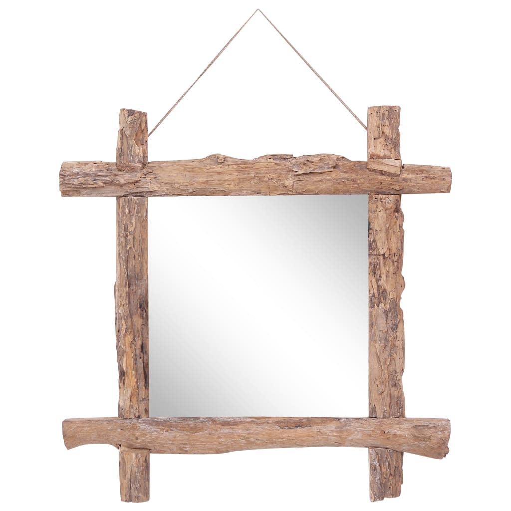 vidaXL Specchio con Tronchi Naturale 70x70 cm in Massello di Recupero