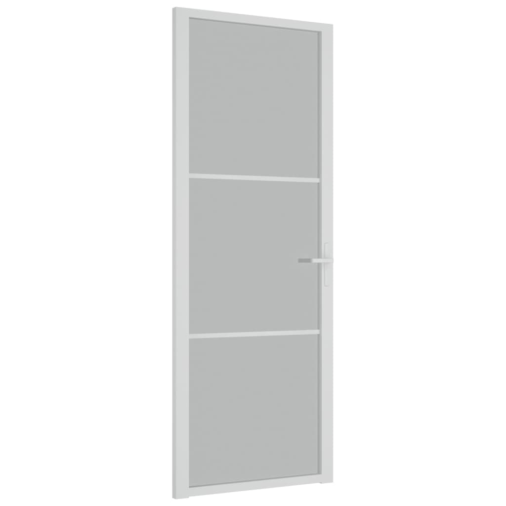 vidaXL Porta Interna 76x201,5 cm Bianco Opaco Vetro e Alluminio