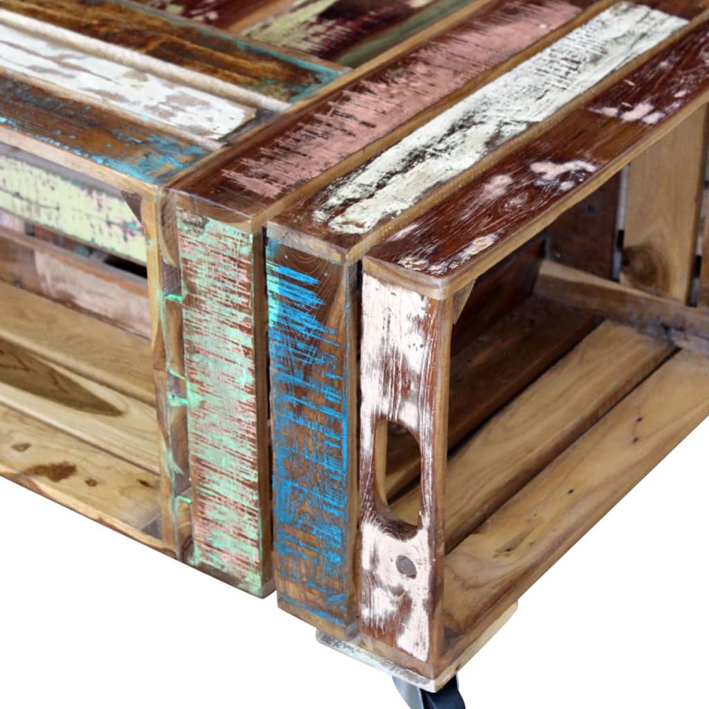 vidaXL Tavolino da Salotto in Legno Massello Anticato 70x70x35 cm