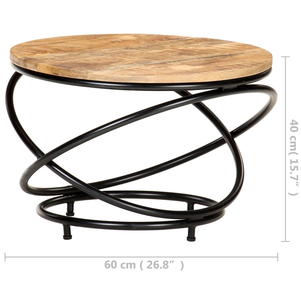 vidaXL Tavolino da Caffè Nero 60x60x40 cm in Massello di Mango Grezzo