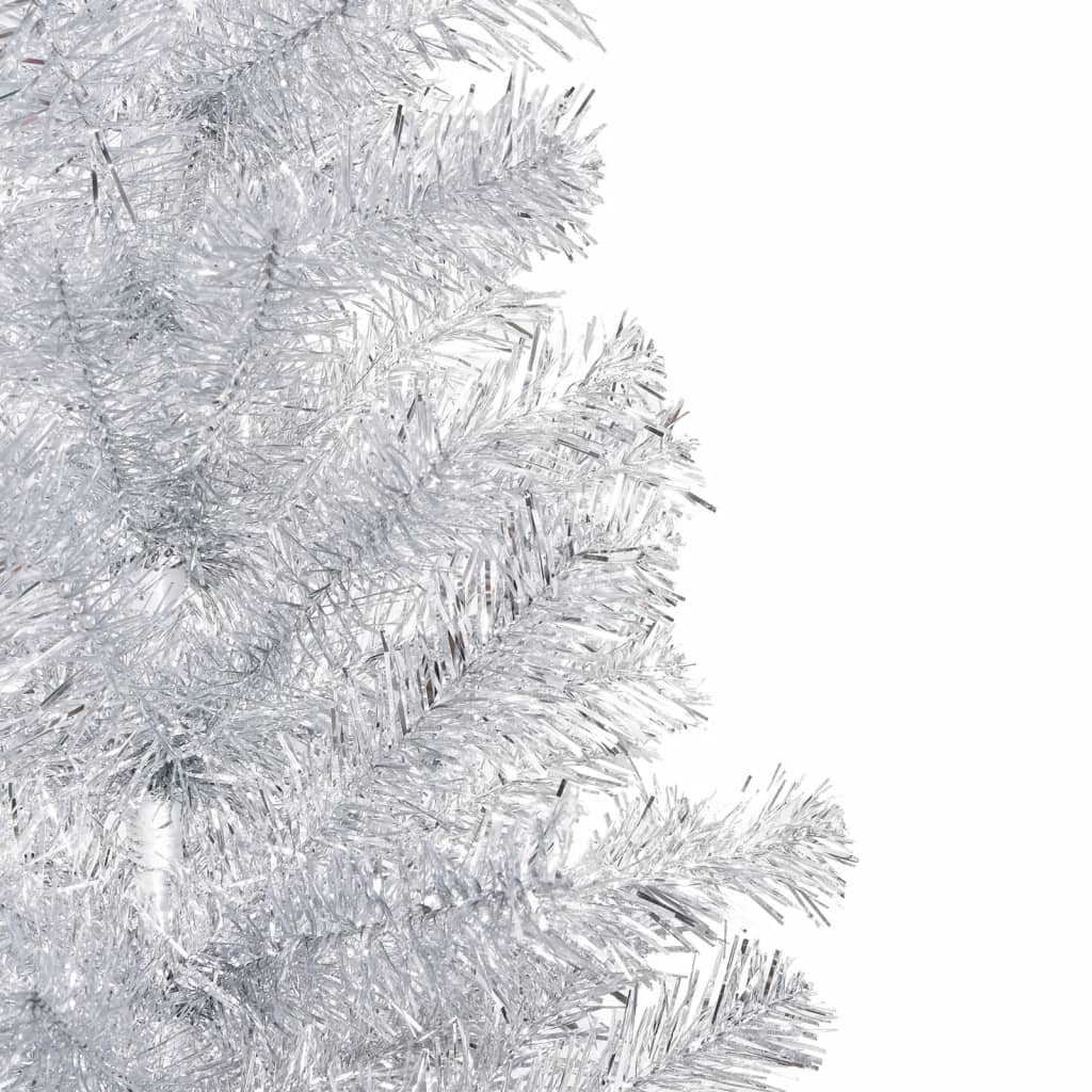 vidaXL Albero di Natale Preilluminato con Supporto Argento 180 cm PET