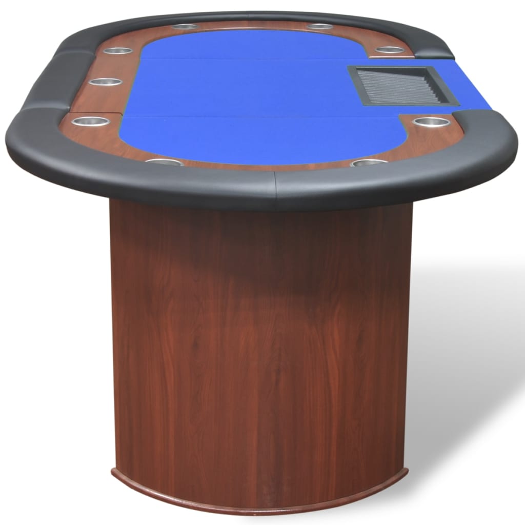vidaXL Tavolo da Poker 10 Giocatori Postazione Dealer Vassoio Chip Blu