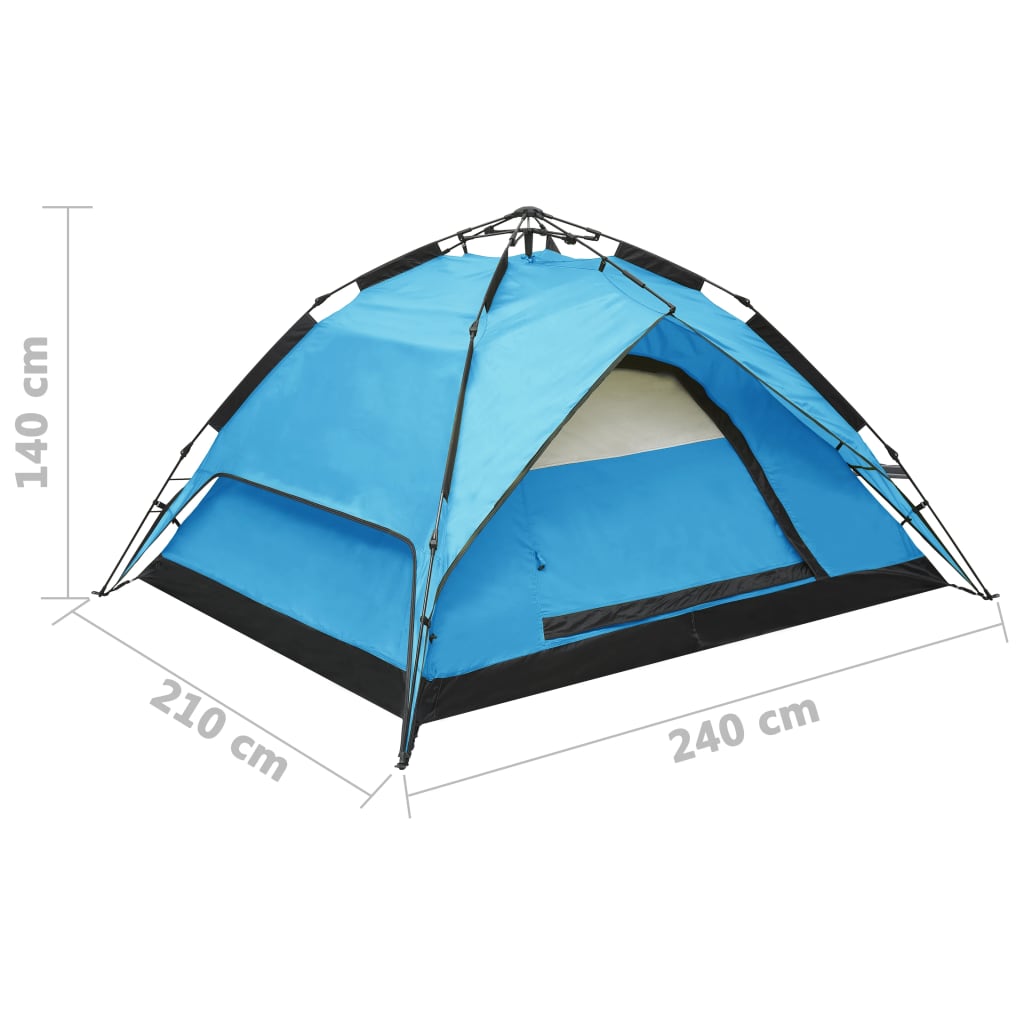 vidaXL Tenda da Campeggio Pop-Up 2-3 Persone 240x210x140 cm Blu