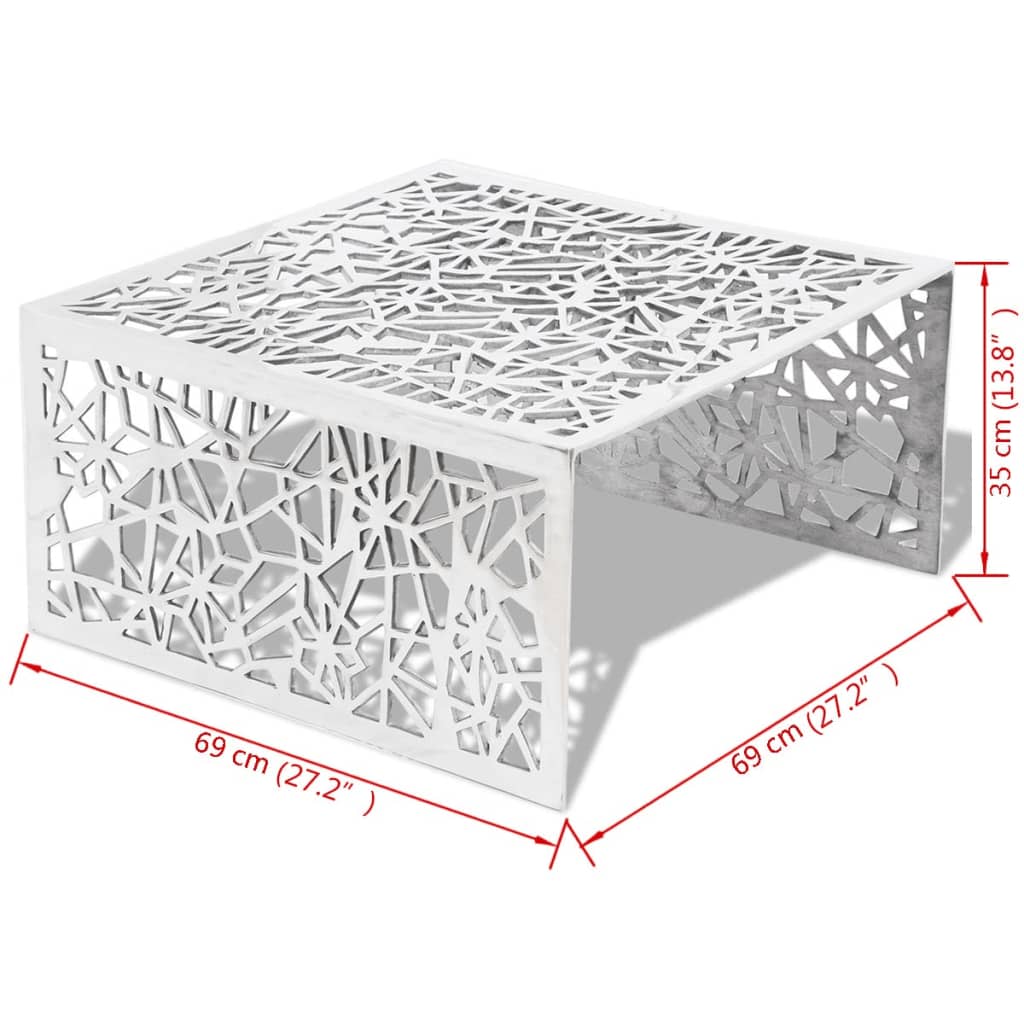 vidaXL Tavolino con Design Geometrico Traforato Argento in Alluminio
