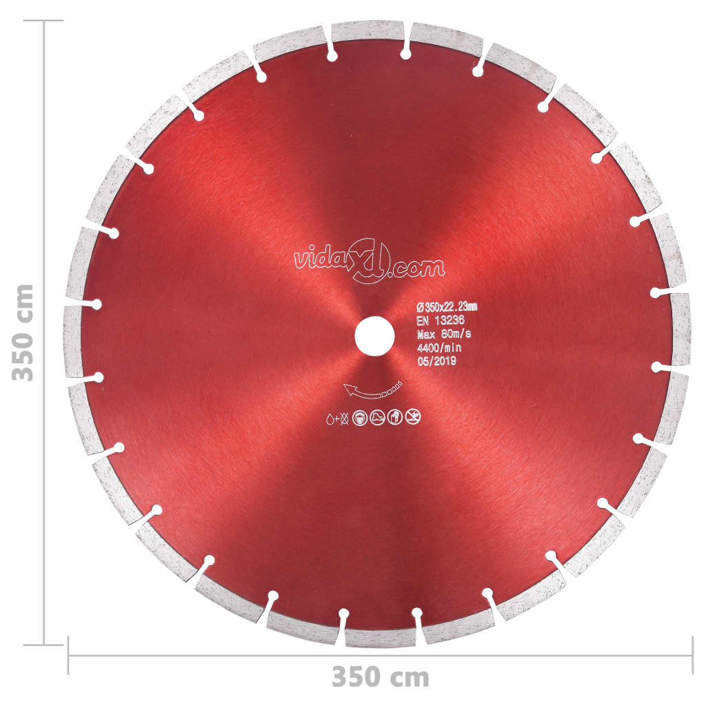 vidaXL Disco da Taglio Diamantato in Acciaio 350 mm