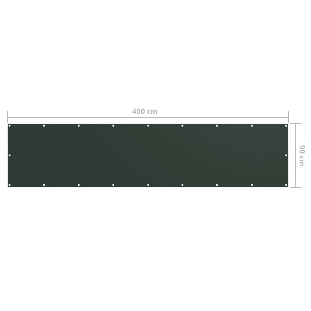 vidaXL Paravento da Balcone Verde Scuro 90x400 cm Tessuto Oxford