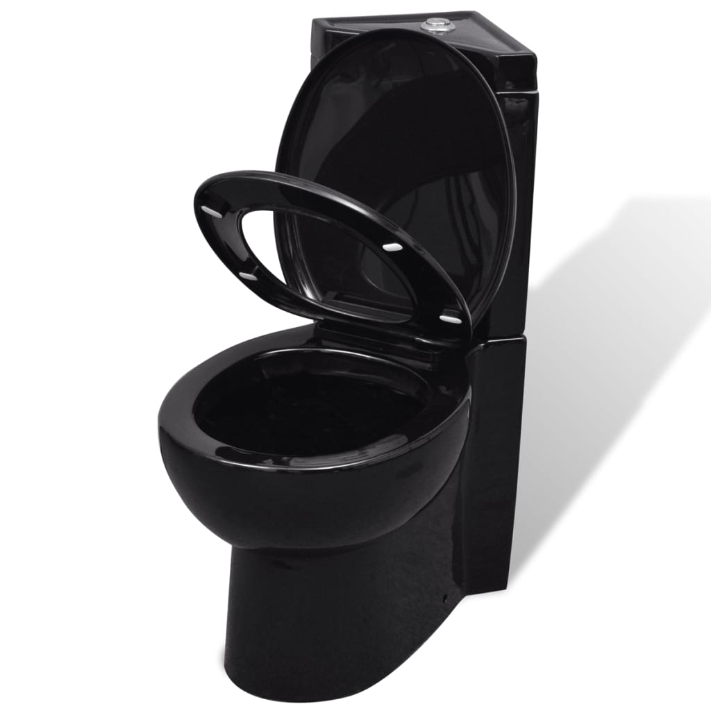 vidaXL Vaso WC in Ceramica da Bagno ad Angolo Nero