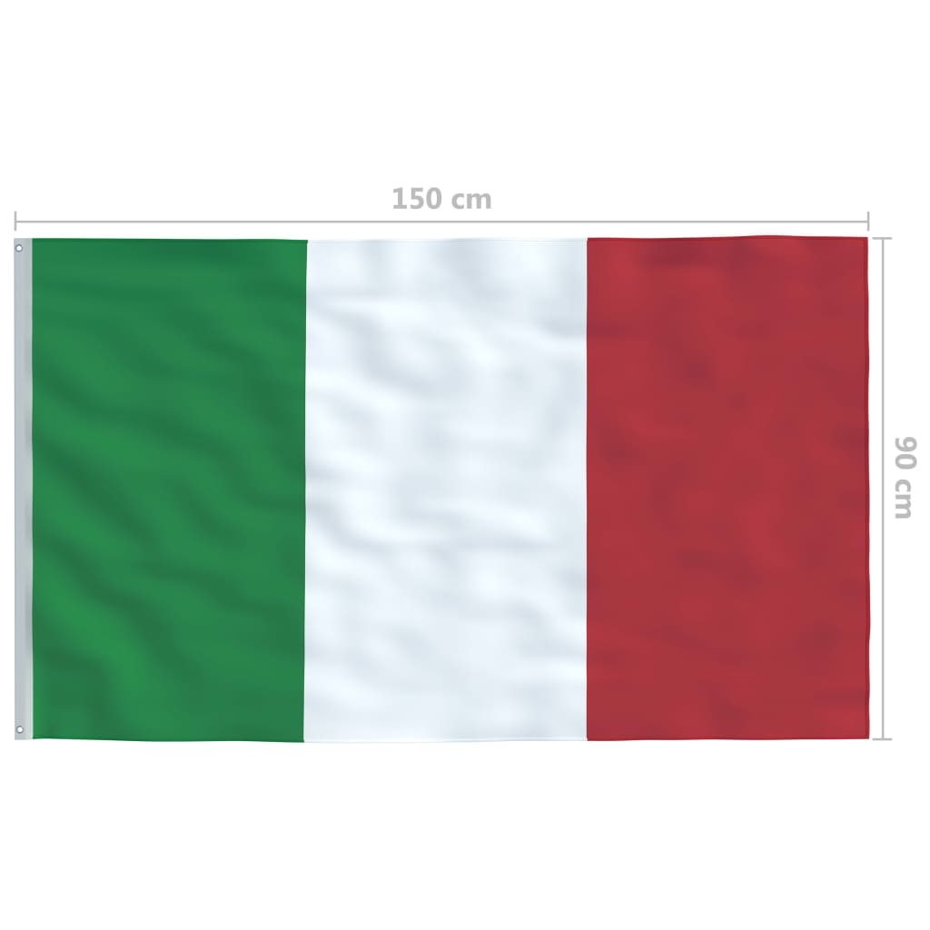 vidaXL Bandiera dell'Italia con Pennone in Alluminio 6 m