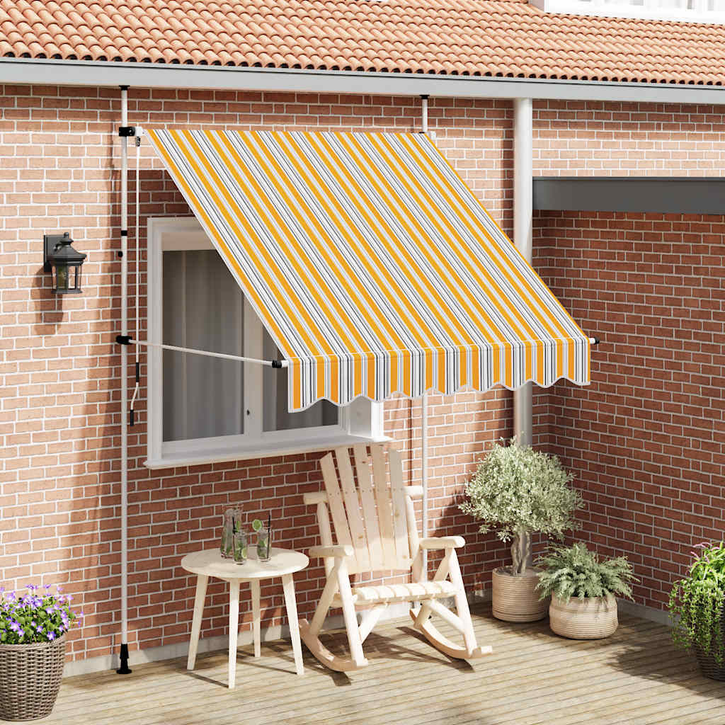 Tenda Da Sole Sostitutiva A Strisce Per Patio – Tessuto In Poliestere Con Rivestimento PU (Giallo, 250x160 Cm) - 2