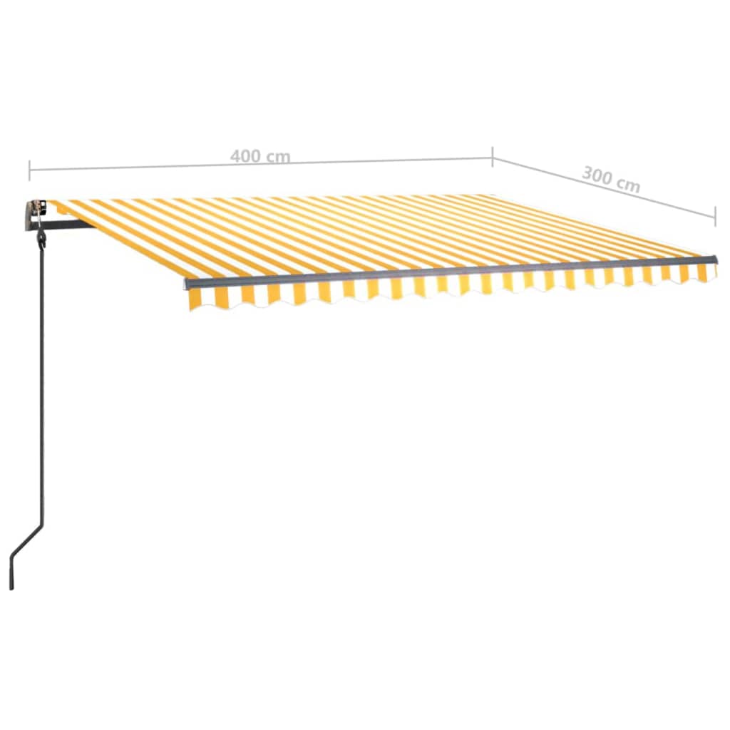 vidaXL Tenda da Sole Retrattile Manuale con LED 4x3 m Gialla e Bianca