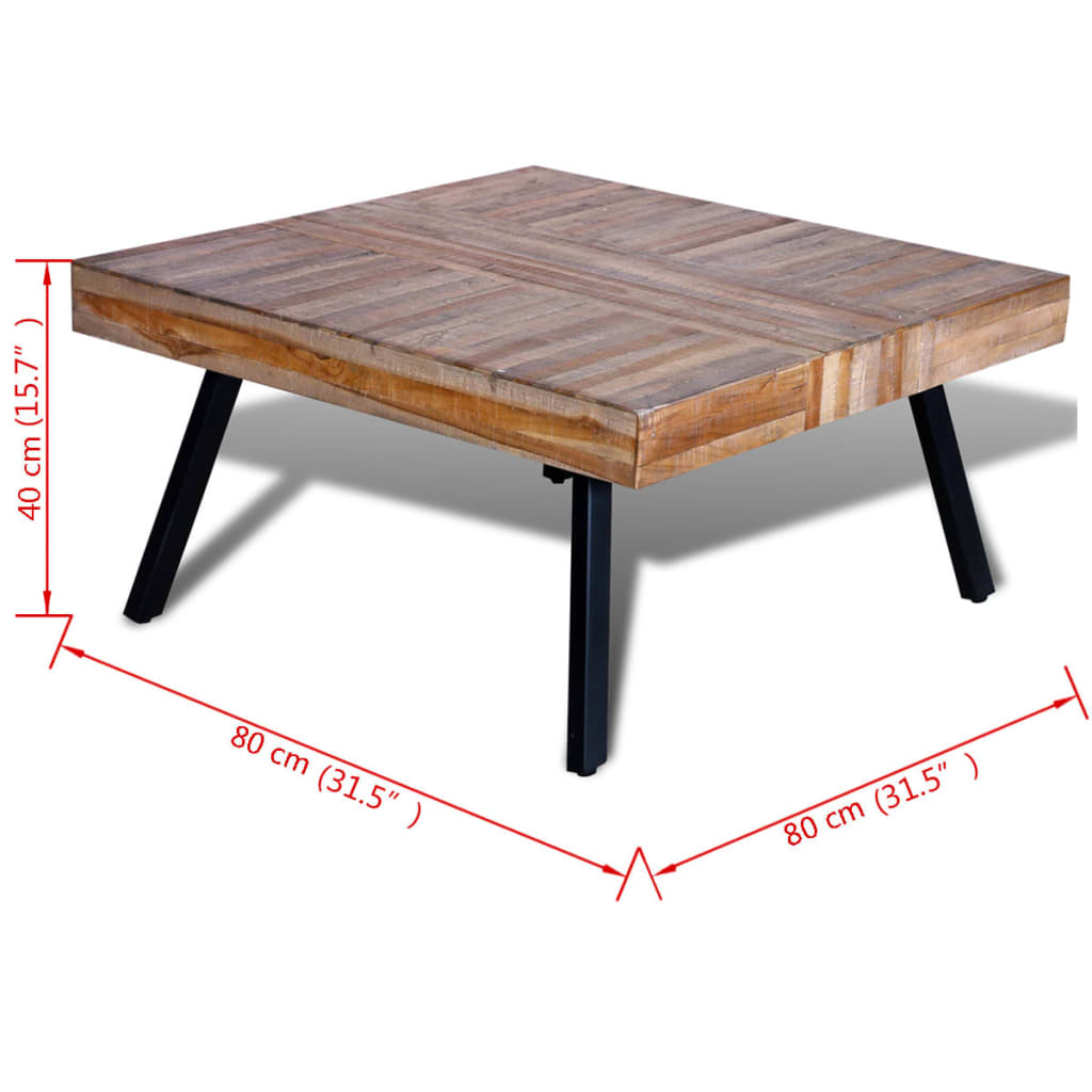 vidaXL Tavolino da Salotto Quadrato in Legno di Recupero di Teak