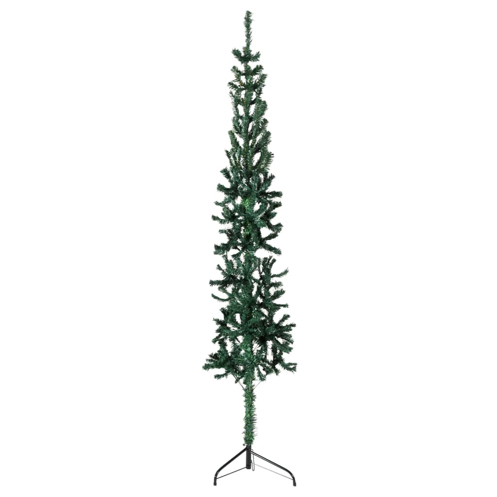 vidaXL Albero Natale Artificiale Sottile a Metà Supporto Verde 240 cm