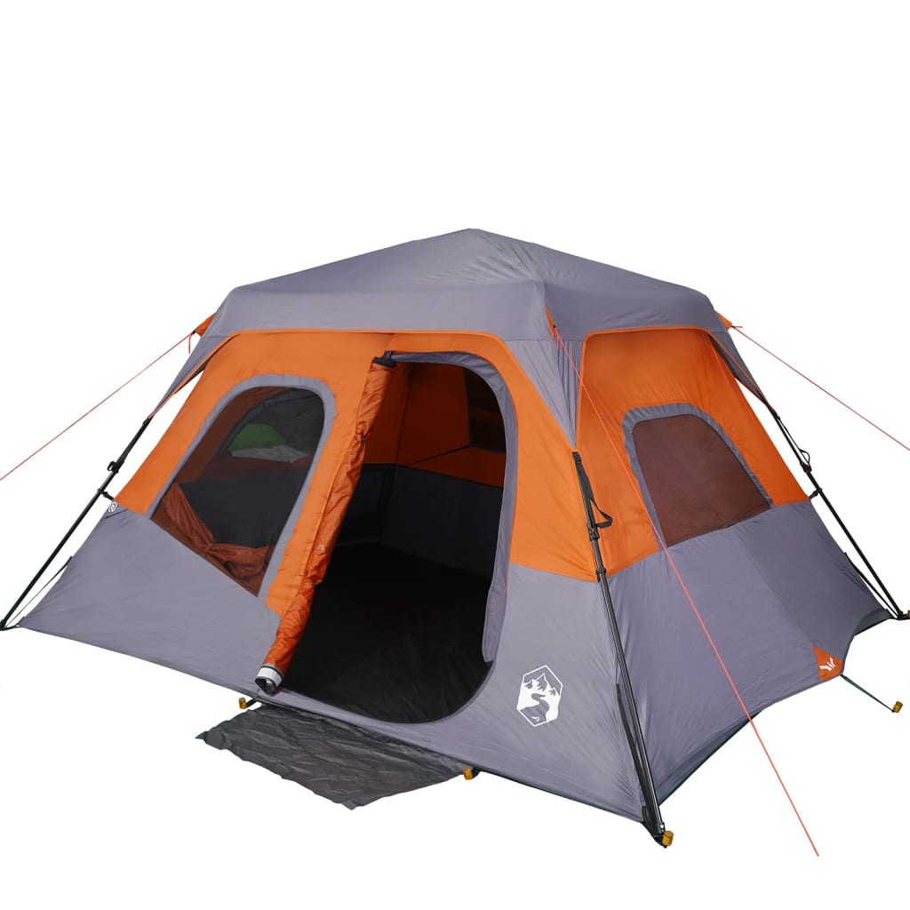 vidaXL Tenda Campeggio 6 Persone Grigio e Arancione Impermeabile