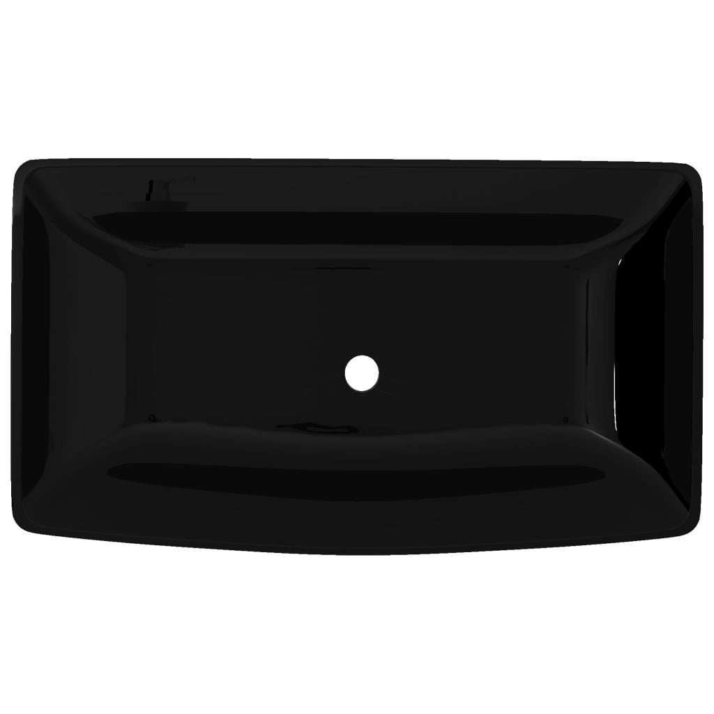 Lavandino da bagno in ceramica nera rettangolare