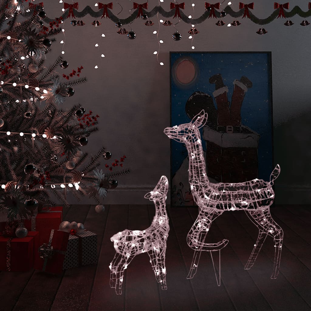 vidaXL Famiglia di Renne di Natale 160 LED Bianco Caldo in Acrilico