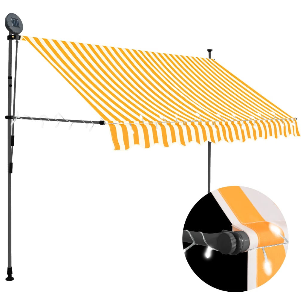 vidaXL Tenda da Sole Retrattile Manuale LED 300 cm Bianca e Arancione