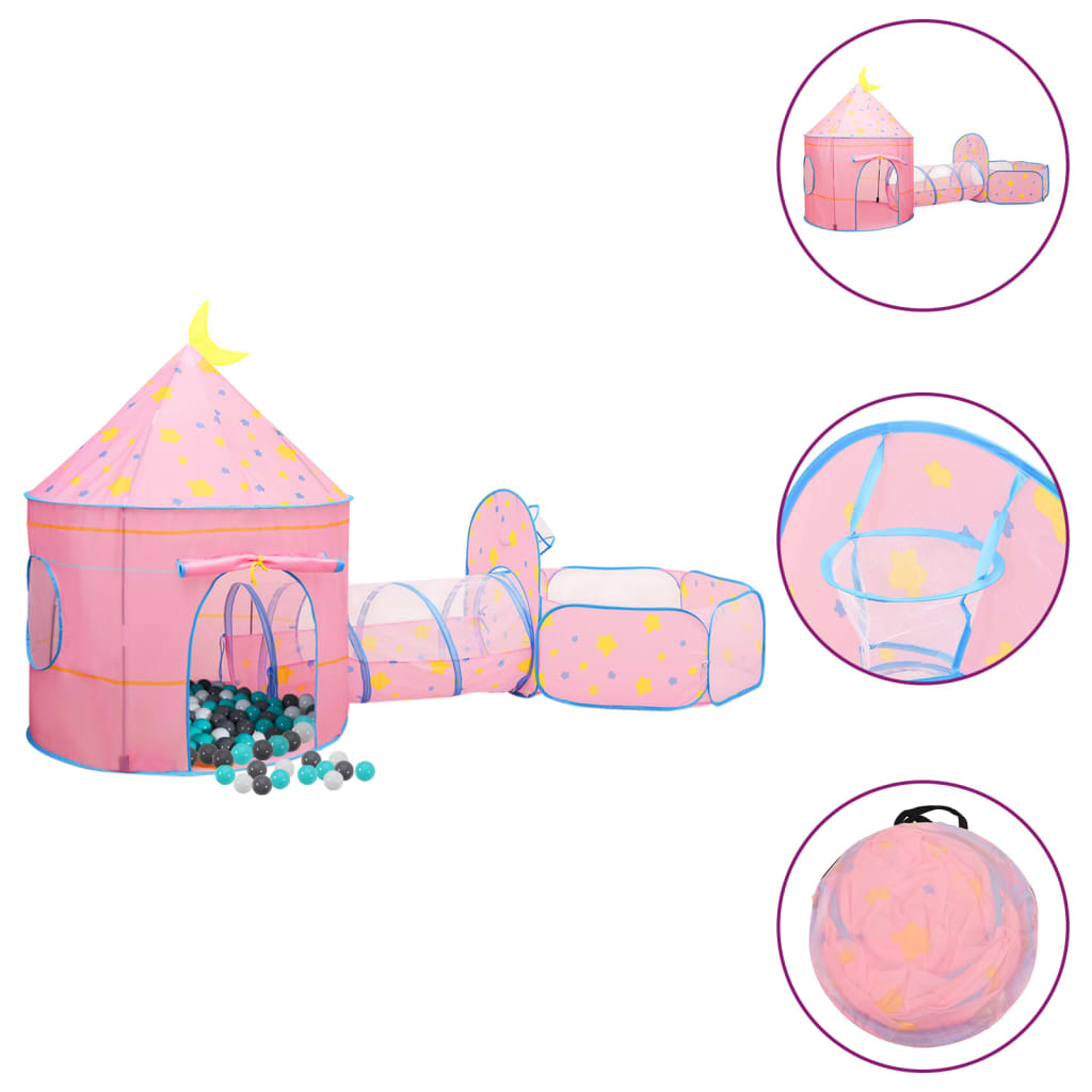 vidaXL Tenda da Gioco per Bambini Rosa con 250 Palline 301x120x128 cm