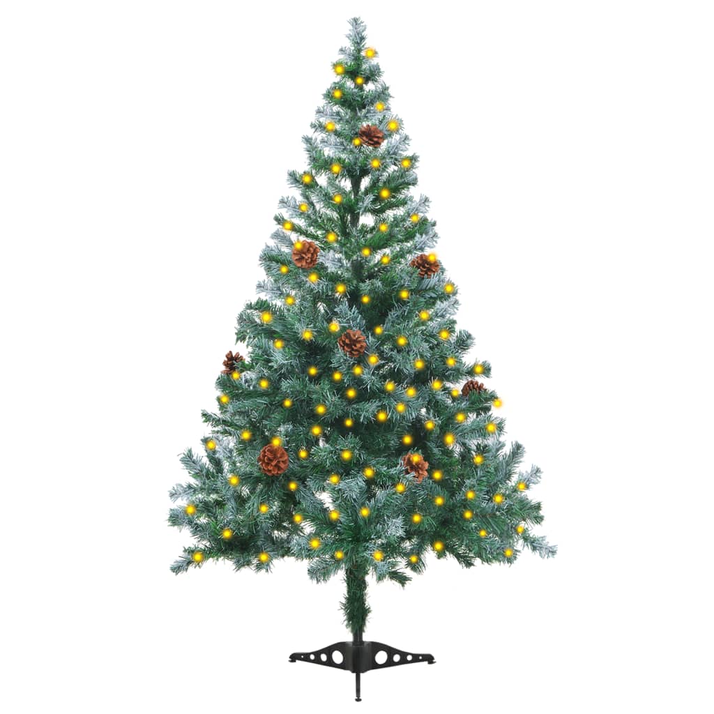 vidaXL Albero di Natale Satinato Preiluminato con Pigne 150 cm