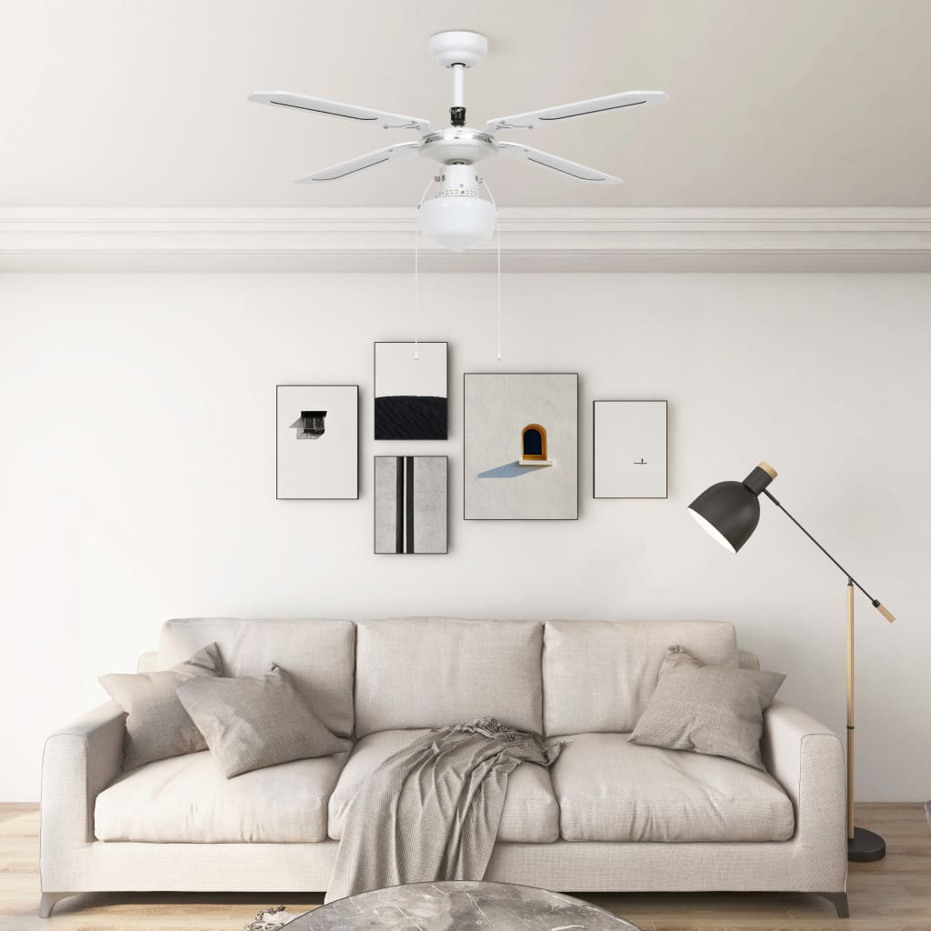 vidaXL Ventilatore da Soffitto con Luce 106 cm Bianco