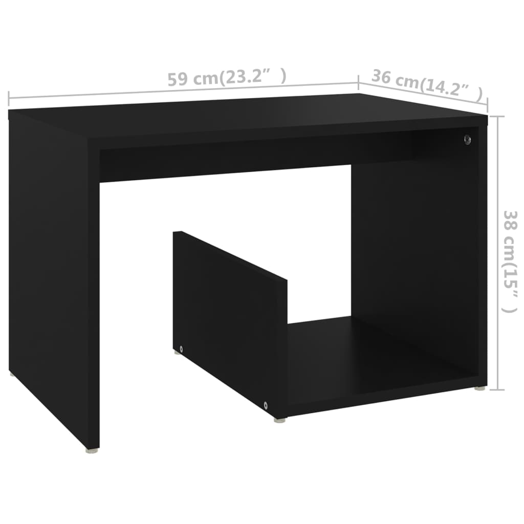 vidaXL Tavolino Nero 59x36x38 cm in Legno Multistrato