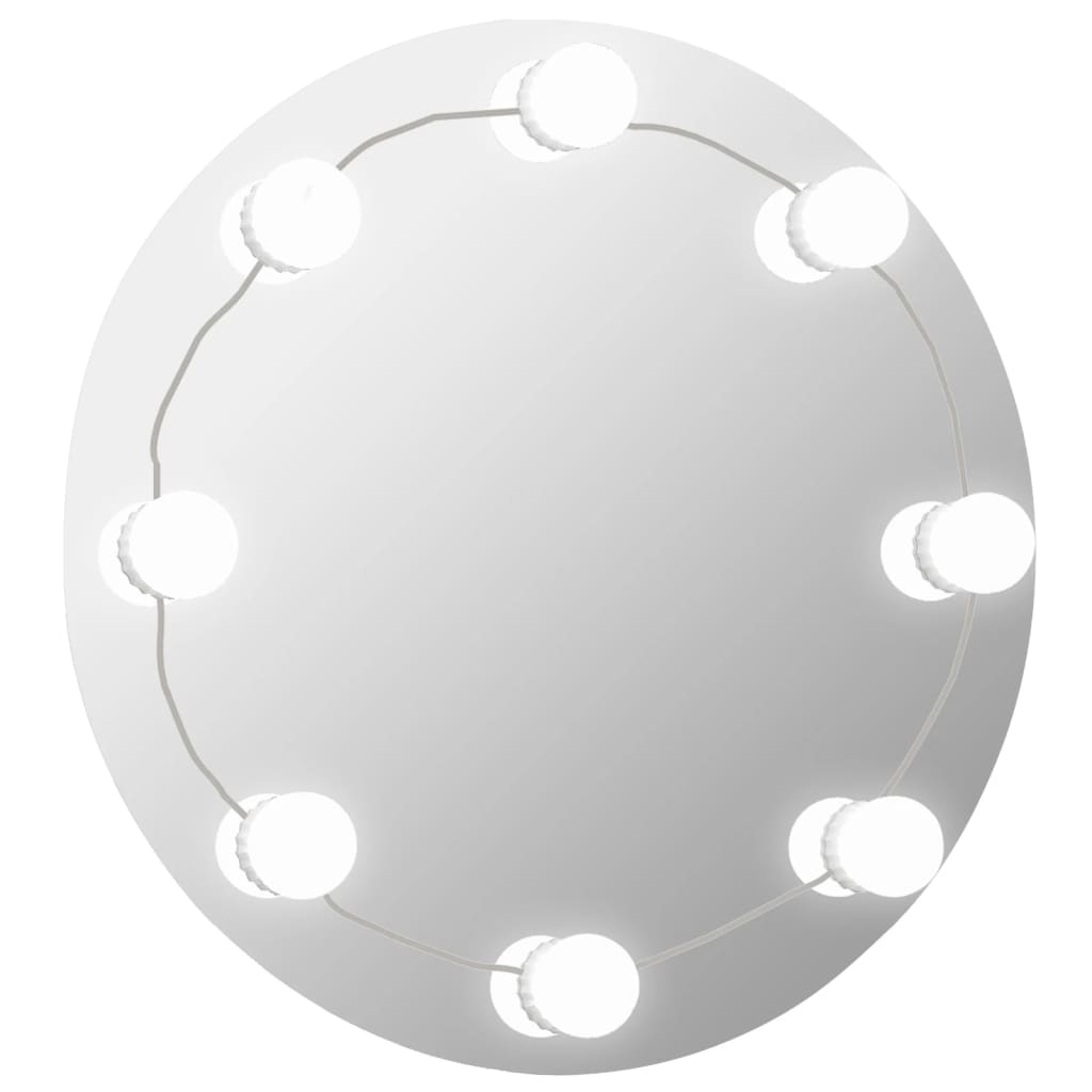 vidaXL Specchio da Parete Rotondo con Luci LED in Vetro