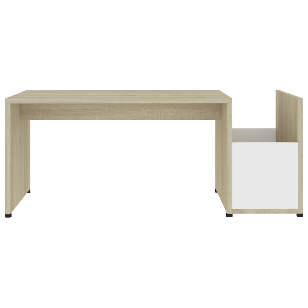 vidaXL Tavolino Bianco e Rovere Sonoma 90x45x35 cm Legno Multistrato