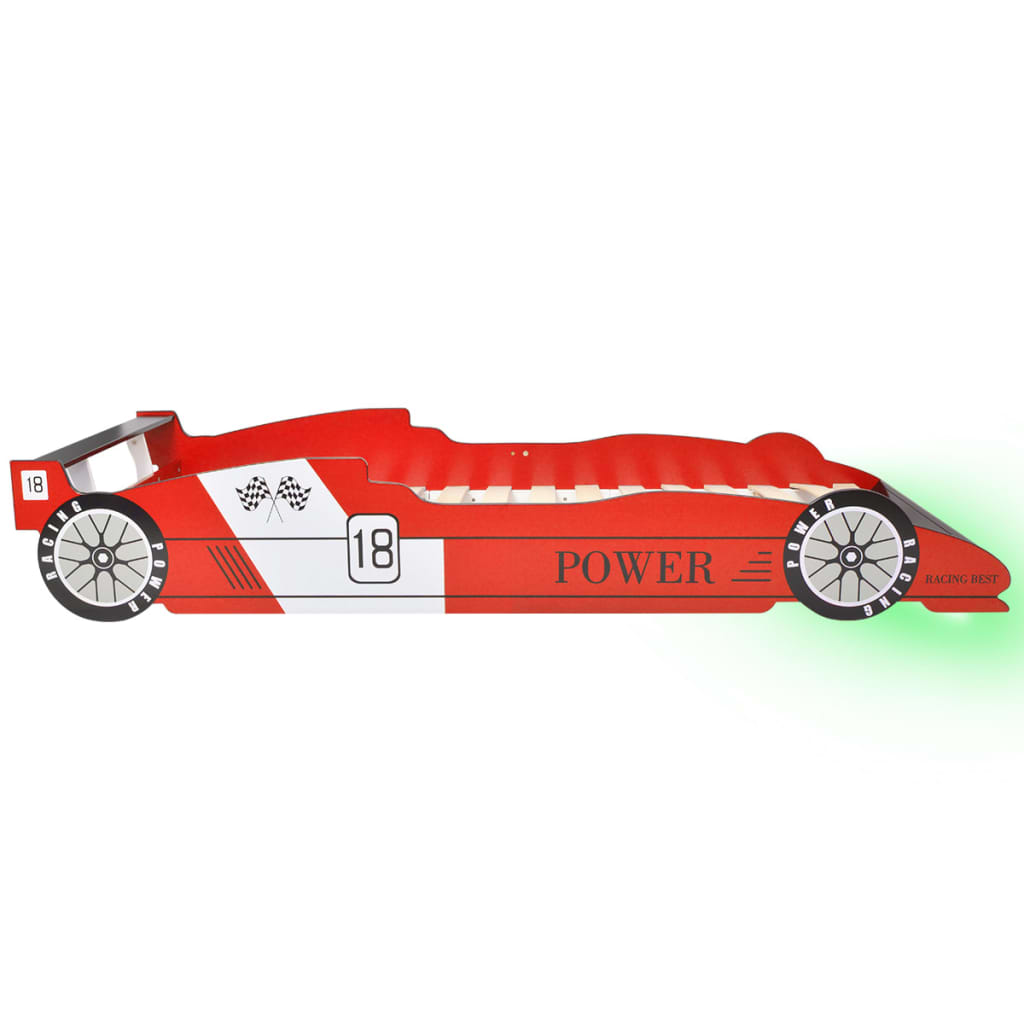 vidaXL Letto con Luci LED per Bambino Auto da Corsa 90x200 cm Rosso