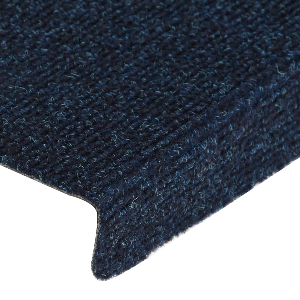 vidaXL Tappetini per Scale Tessuto Agugliato 15 pz 65x21x4 cm Blu