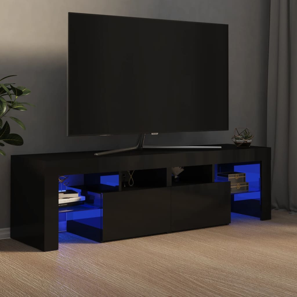 vidaXL Mobile Porta TV con Luci LED Nero Lucido 140x36,5x40 cm