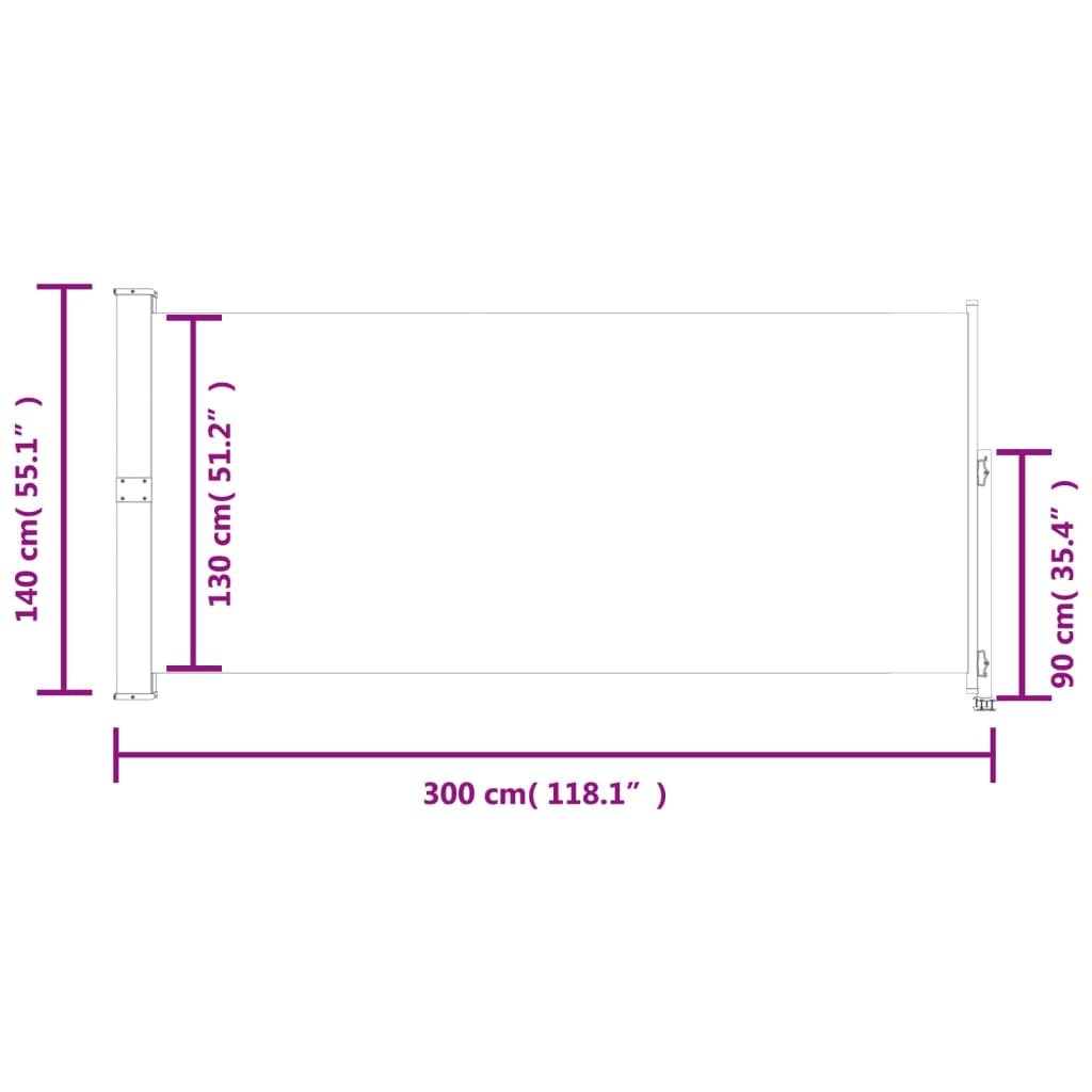 vidaXL Tenda da Sole Laterale Retrattile per Patio 140x300cm Marrone