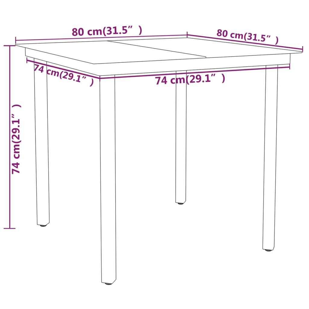 vidaXL Set Mobili da Pranzo per Giardino 5 pz Nero